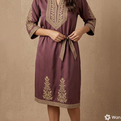 Burgundy Gold Leaf Lounge Dress